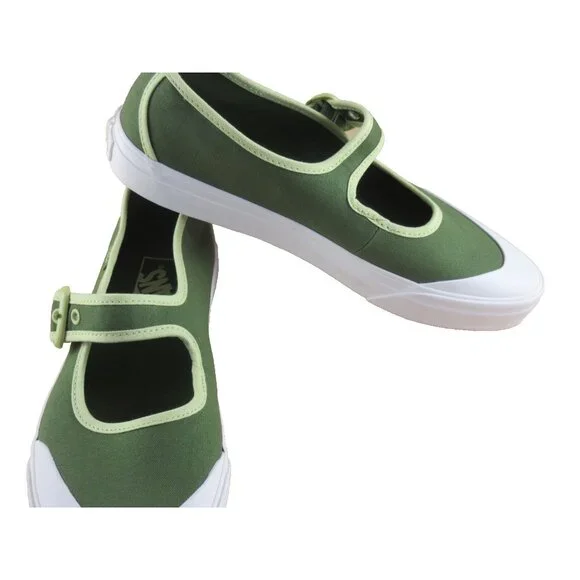 Vans Women's Mary Jane Ballerina Green White Canvas adjustable Shoes Size 8 NIB - Picture 4 of 7